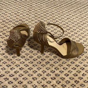 Via Spiga mid height heels bronze leather shoes